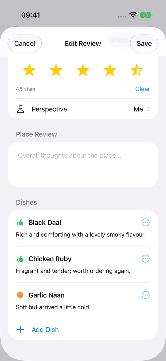 Reorder: Remember each dish