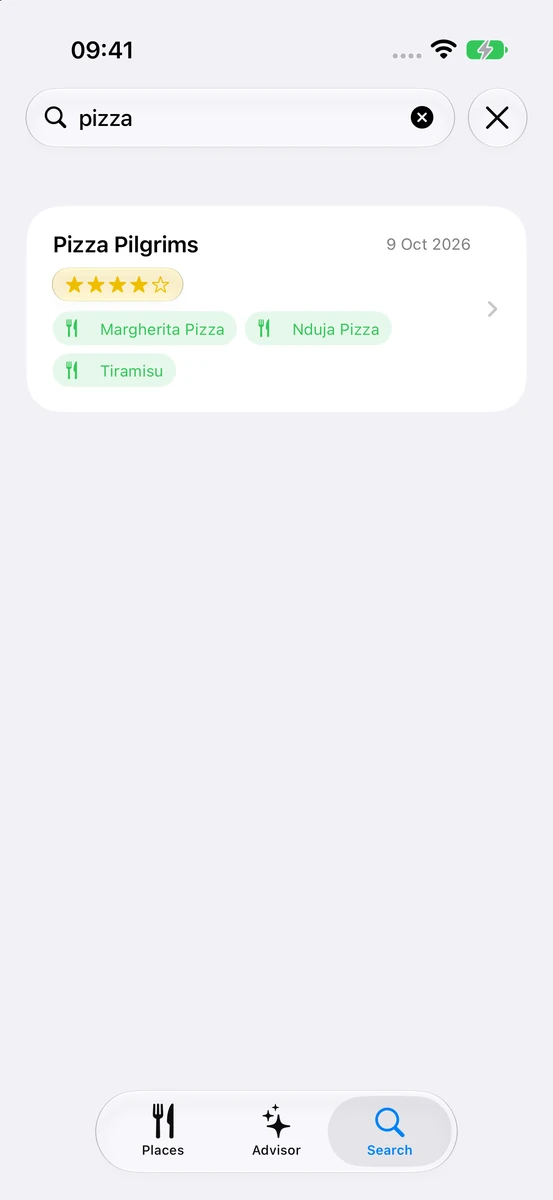 Reorder: Search every dish and note